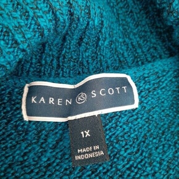 KAREN SCOTT Button Down Sweater Cardigan Melange Blue Sz 1X - Picture 8 of 9